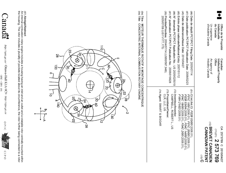 Document de brevet canadien 2573769. Page couverture 20100408. Image 1 de 2