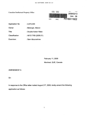 Document de brevet canadien 2574445. Poursuite-Amendment 20090213. Image 2 de 6