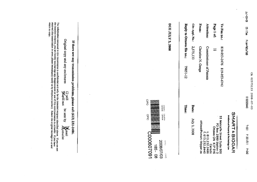 Canadian Patent Document 2575133. Prosecution-Amendment 20080703. Image 11 of 11
