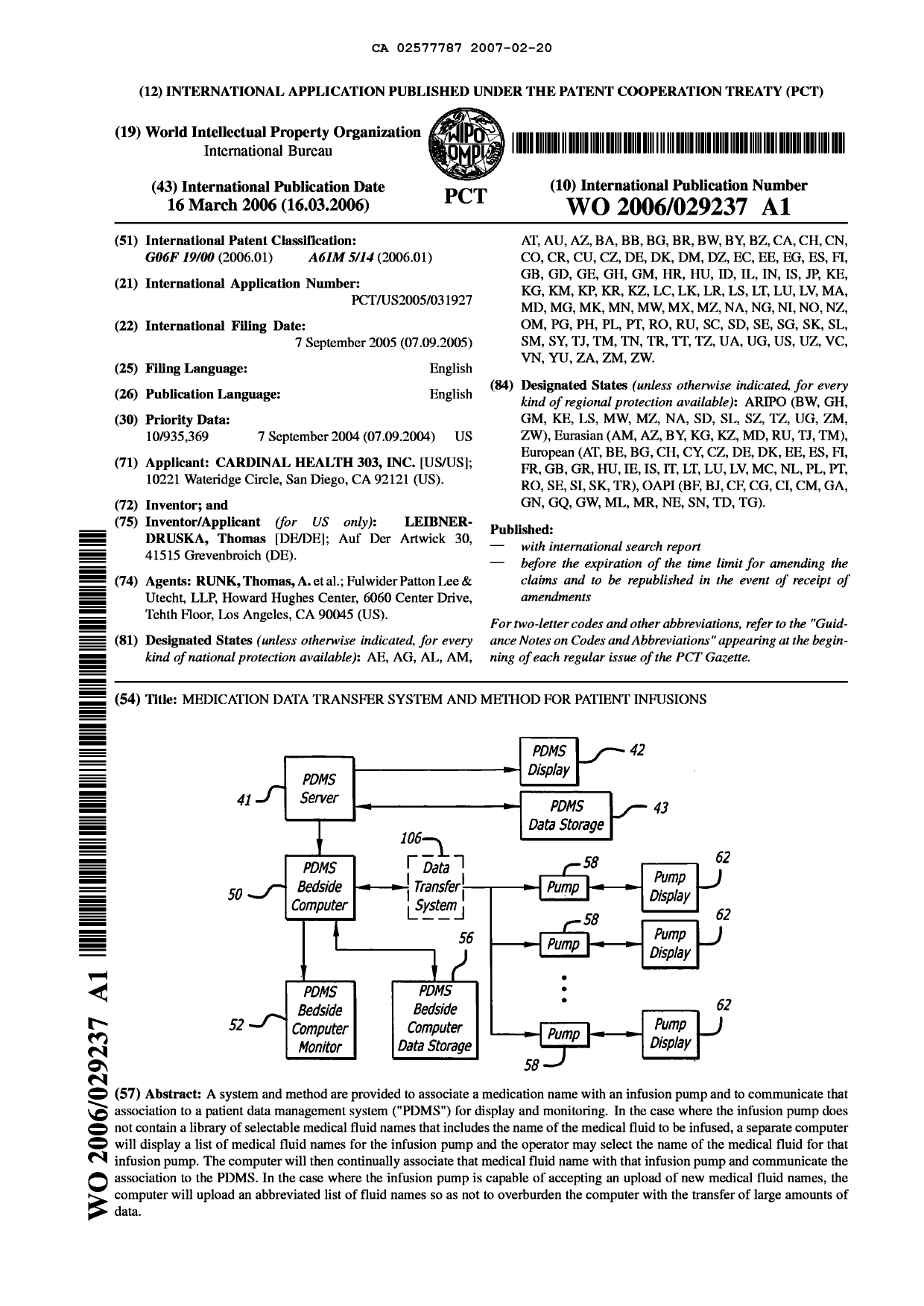 Document de brevet canadien 2577787. Abrégé 20070220. Image 1 de 1