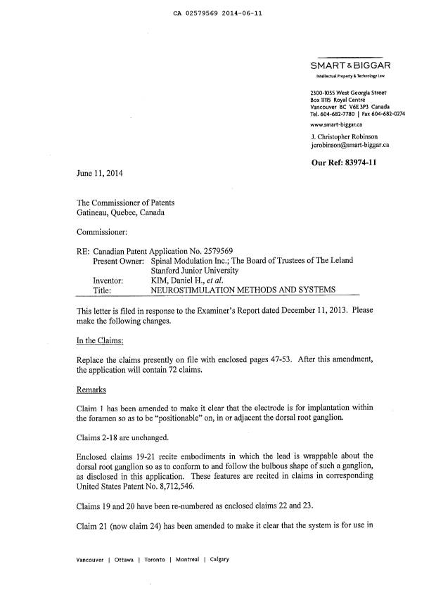 Document de brevet canadien 2579569. Poursuite-Amendment 20140611. Image 2 de 12