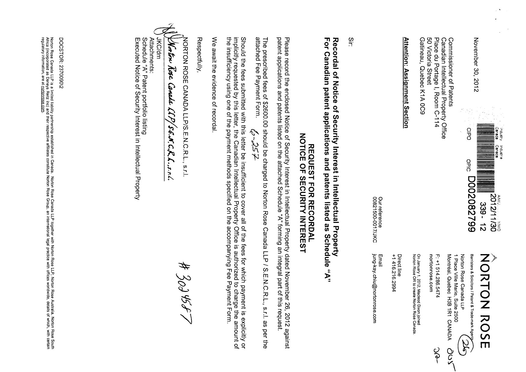 Canadian Patent Document 2579802. Assignment 20121130. Image 1 of 8