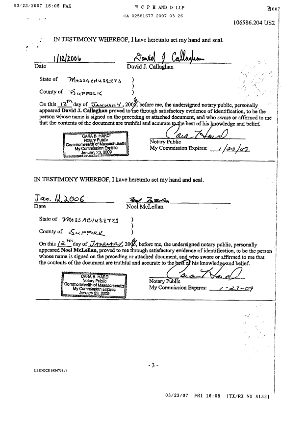 Document de brevet canadien 2581677. Cession 20070326. Image 10 de 10
