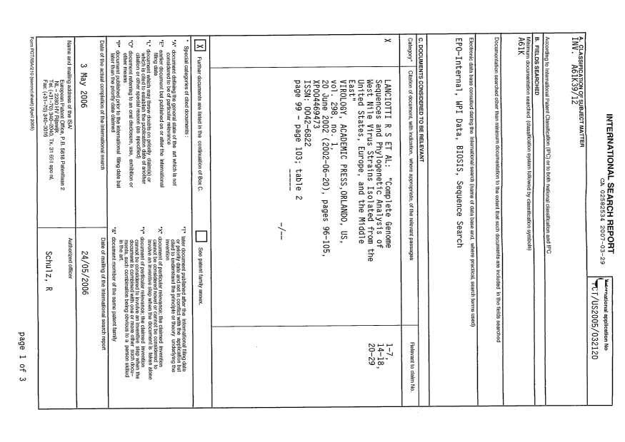 Document de brevet canadien 2582534. PCT 20070329. Image 1 de 4