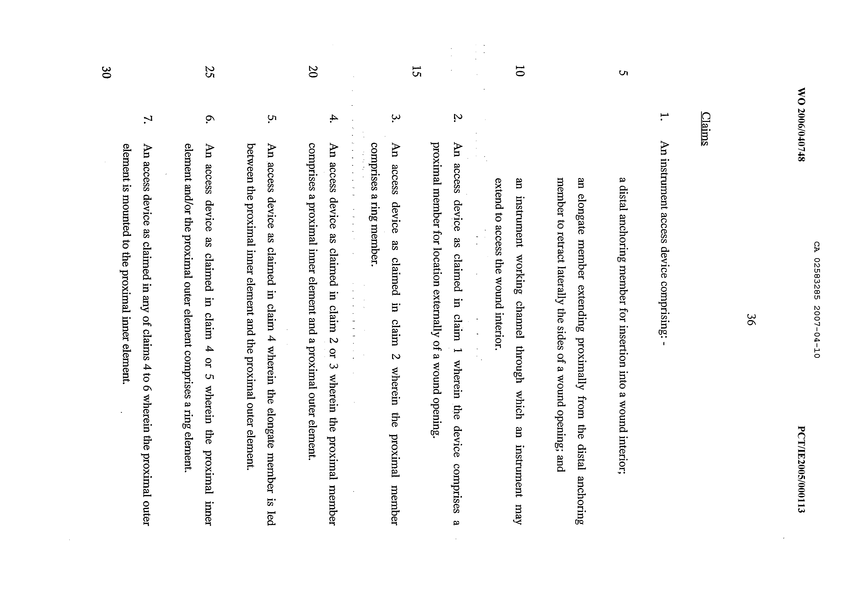 Canadian Patent Document 2583285. Claims 20061210. Image 1 of 19