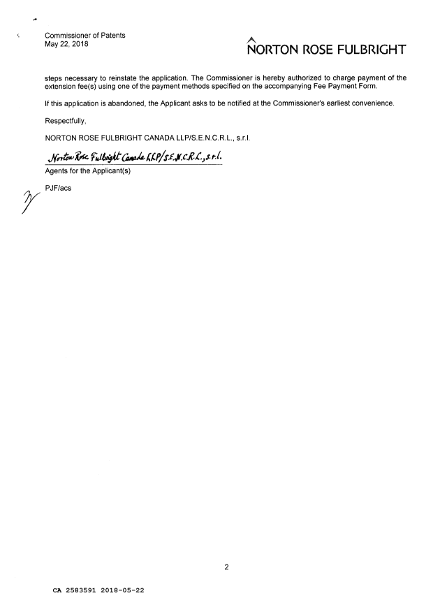 Document de brevet canadien 2583591. Modification 20180522. Image 2 de 3