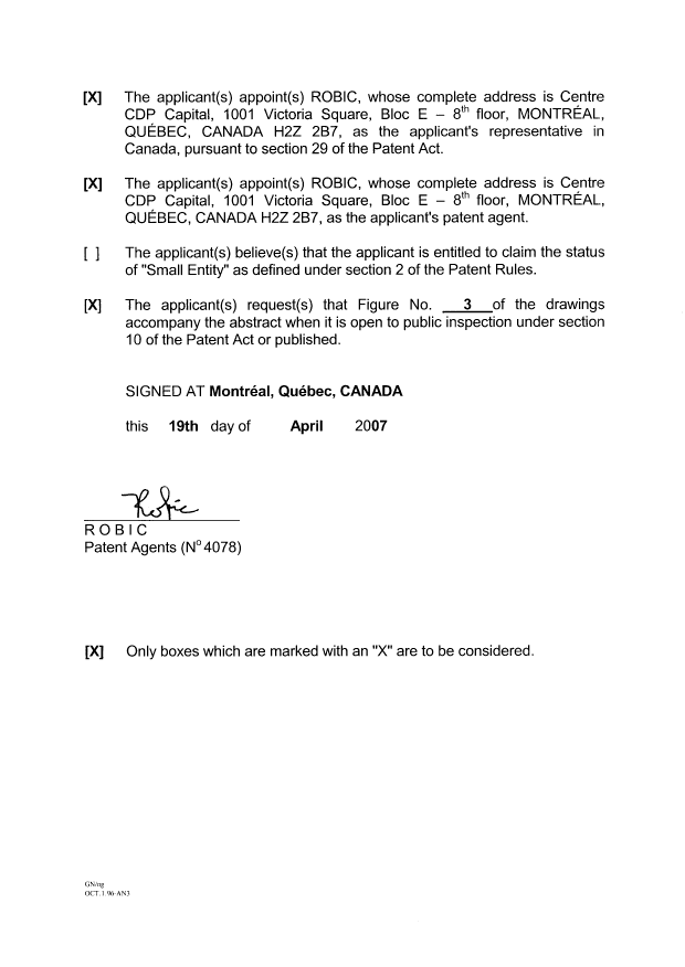 Document de brevet canadien 2583648. Cession 20070419. Image 3 de 3