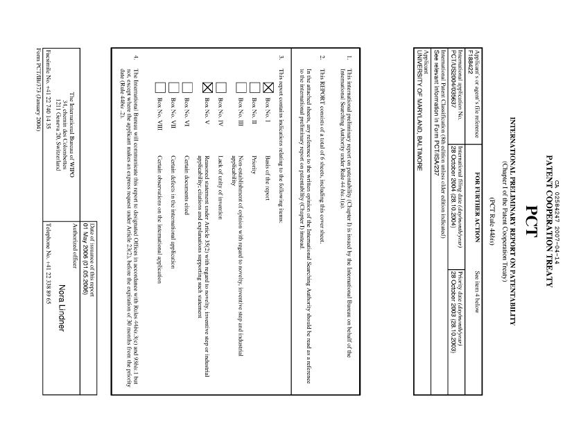 Document de brevet canadien 2584247. PCT 20070414. Image 1 de 6
