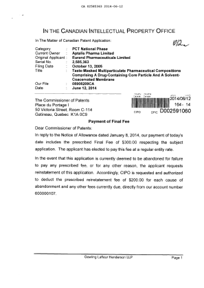 Canadian Patent Document 2585363. Correspondence 20131212. Image 1 of 2