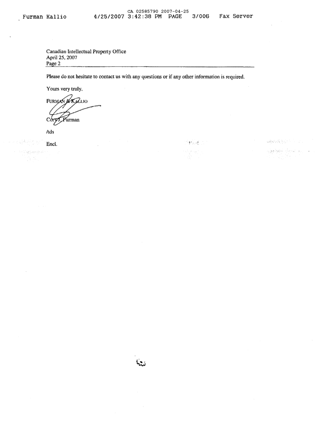 Document de brevet canadien 2585790. Cession 20070425. Image 2 de 4