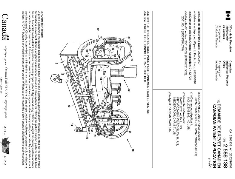 Document de brevet canadien 2586138. Page couverture 20070726. Image 1 de 1