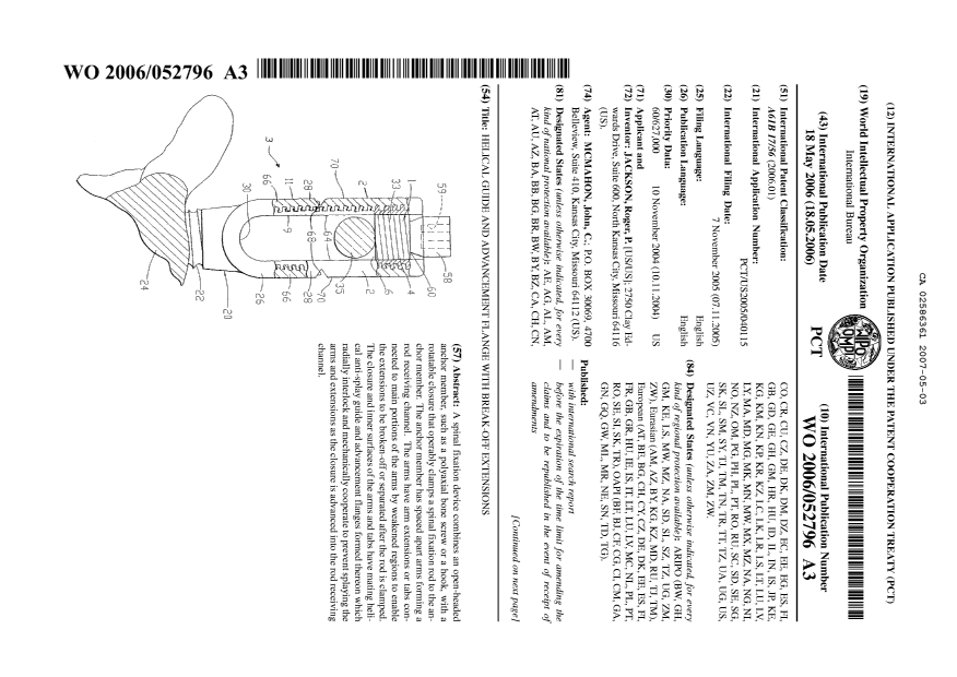 Document de brevet canadien 2586361. Abrégé 20070503. Image 1 de 2