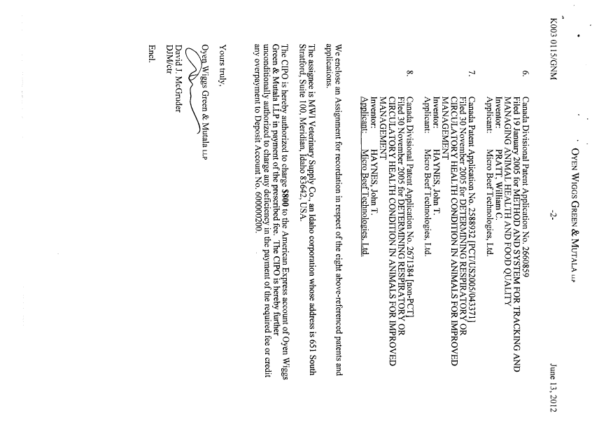 Canadian Patent Document 2588932. Assignment 20120613. Image 2 of 6