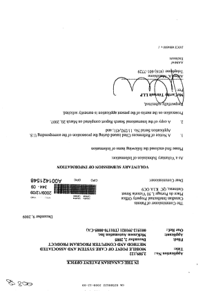Canadian Patent Document 2589122. Prosecution-Amendment 20091209. Image 1 of 1