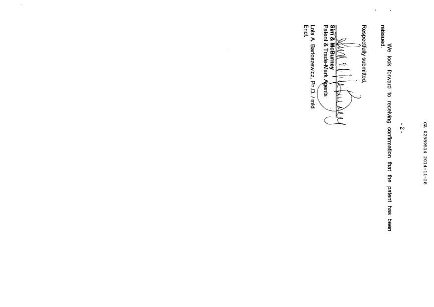 Canadian Patent Document 2589514. Prosecution-Amendment 20131228. Image 2 of 29