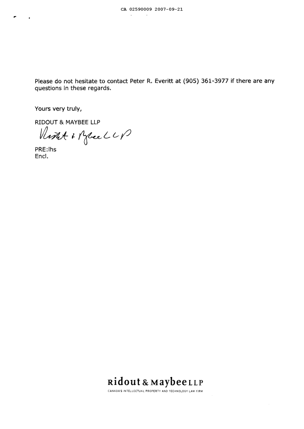 Document de brevet canadien 2590009. Poursuite-Amendment 20070921. Image 2 de 8