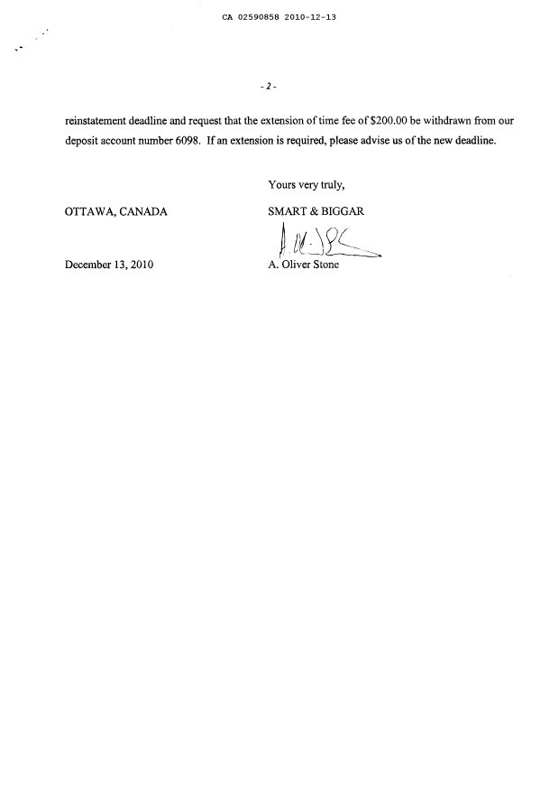 Document de brevet canadien 2590858. Poursuite-Amendment 20101213. Image 2 de 2