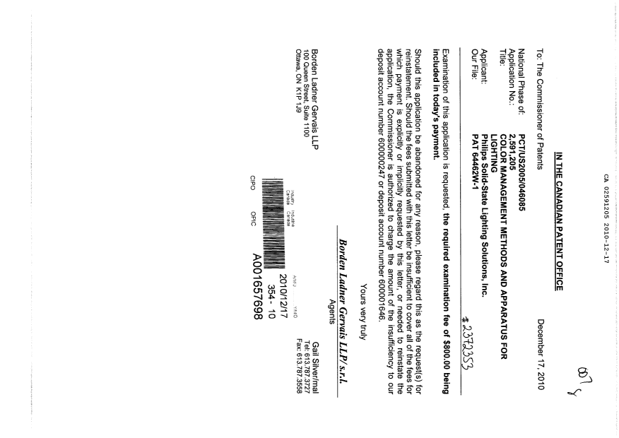 Canadian Patent Document 2591205. Prosecution-Amendment 20091217. Image 1 of 1