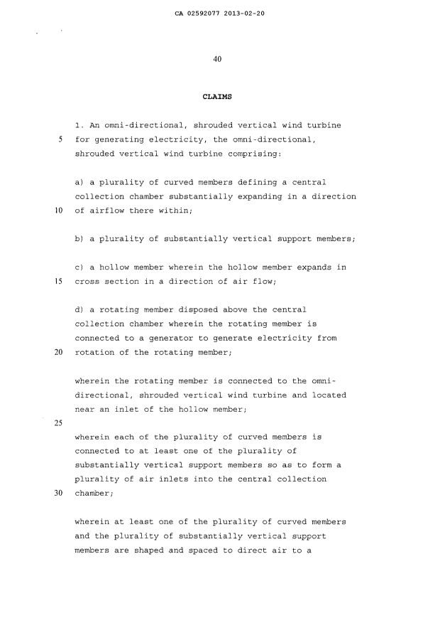 Document de brevet canadien 2592077. Revendications 20130220. Image 1 de 12