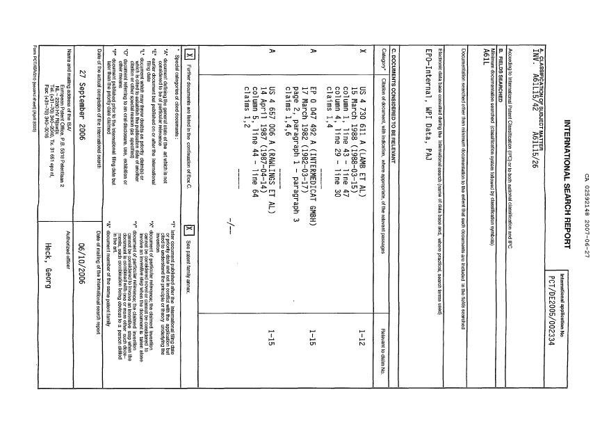 Document de brevet canadien 2592148. PCT 20061227. Image 1 de 5