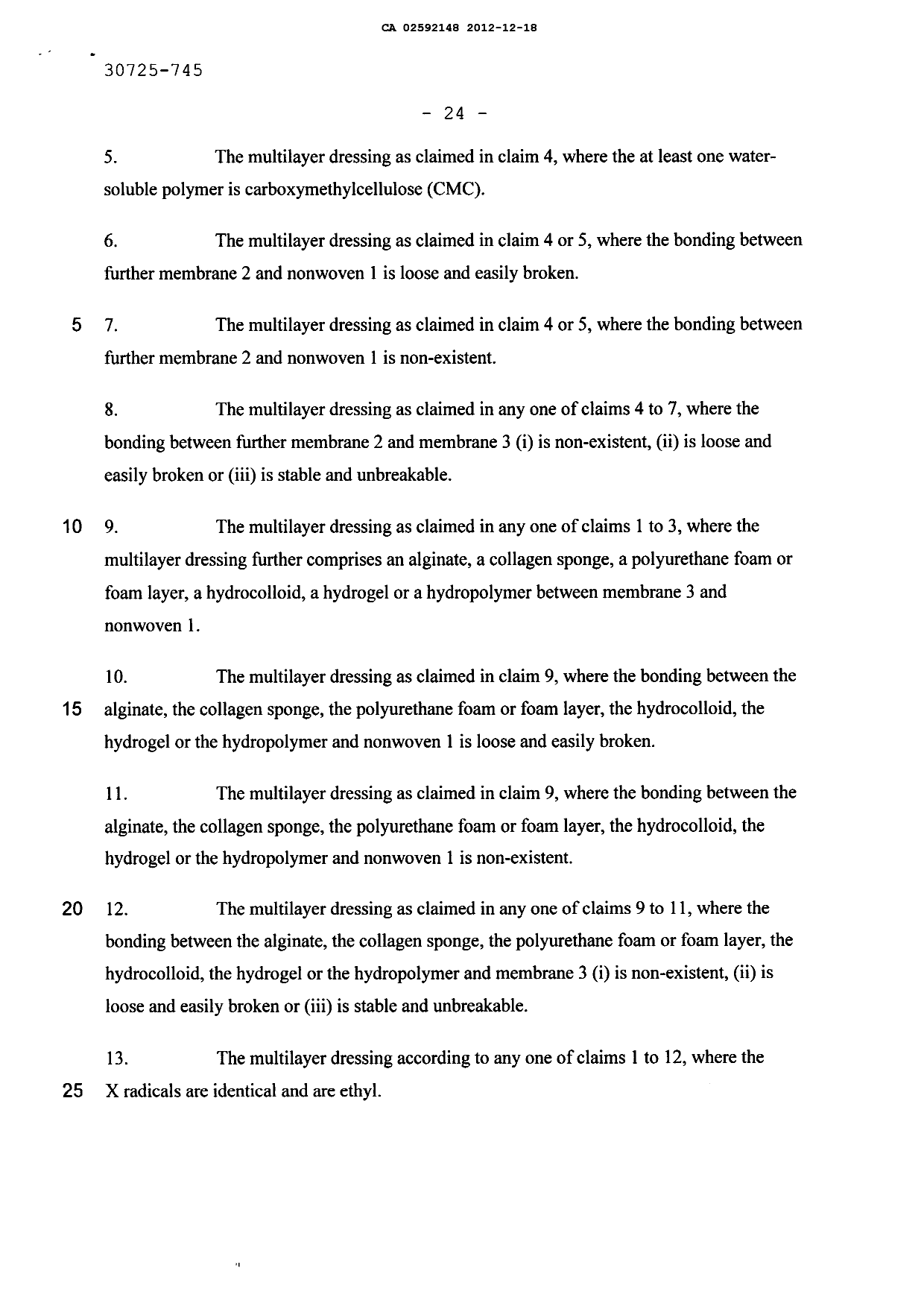Document de brevet canadien 2592148. Revendications 20111218. Image 2 de 3