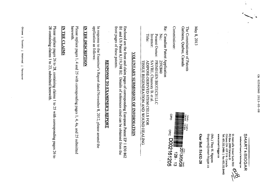 Canadian Patent Document 2592840. Prosecution-Amendment 20130508. Image 1 of 16
