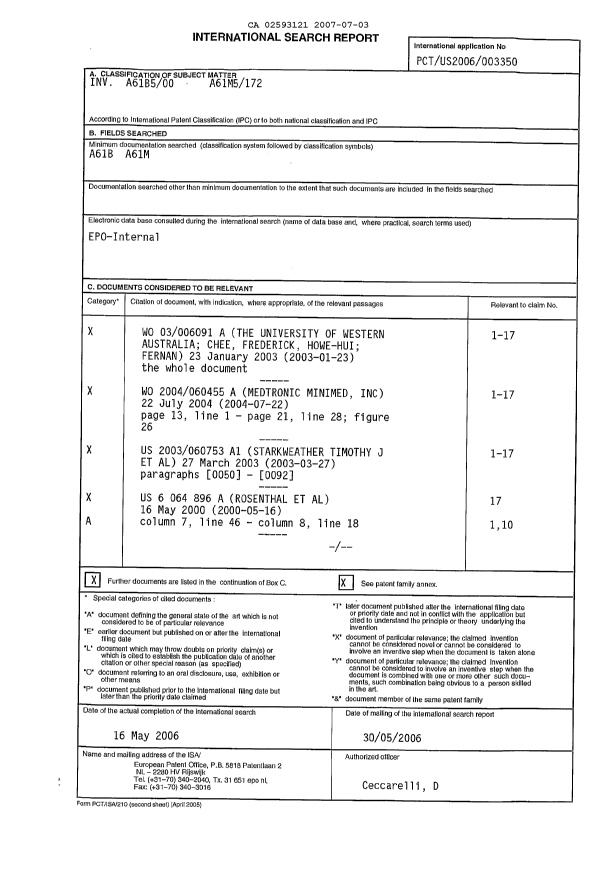 Document de brevet canadien 2593121. PCT 20070703. Image 1 de 3
