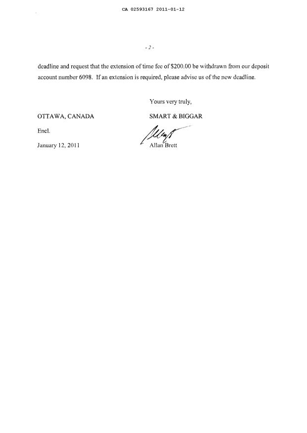 Document de brevet canadien 2593167. Poursuite-Amendment 20110112. Image 2 de 2