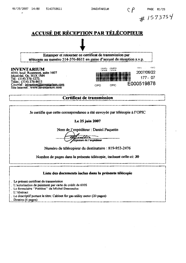 Canadian Patent Document 2593369. Assignment 20070622. Image 1 of 3