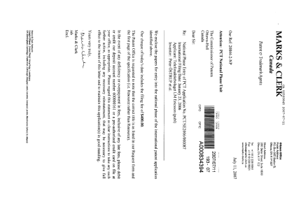 Document de brevet canadien 2593845. Cession 20070711. Image 1 de 2