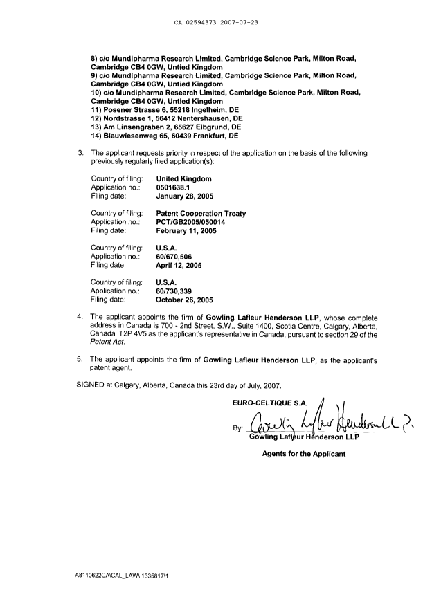Document de brevet canadien 2594373. Cession 20070723. Image 4 de 4