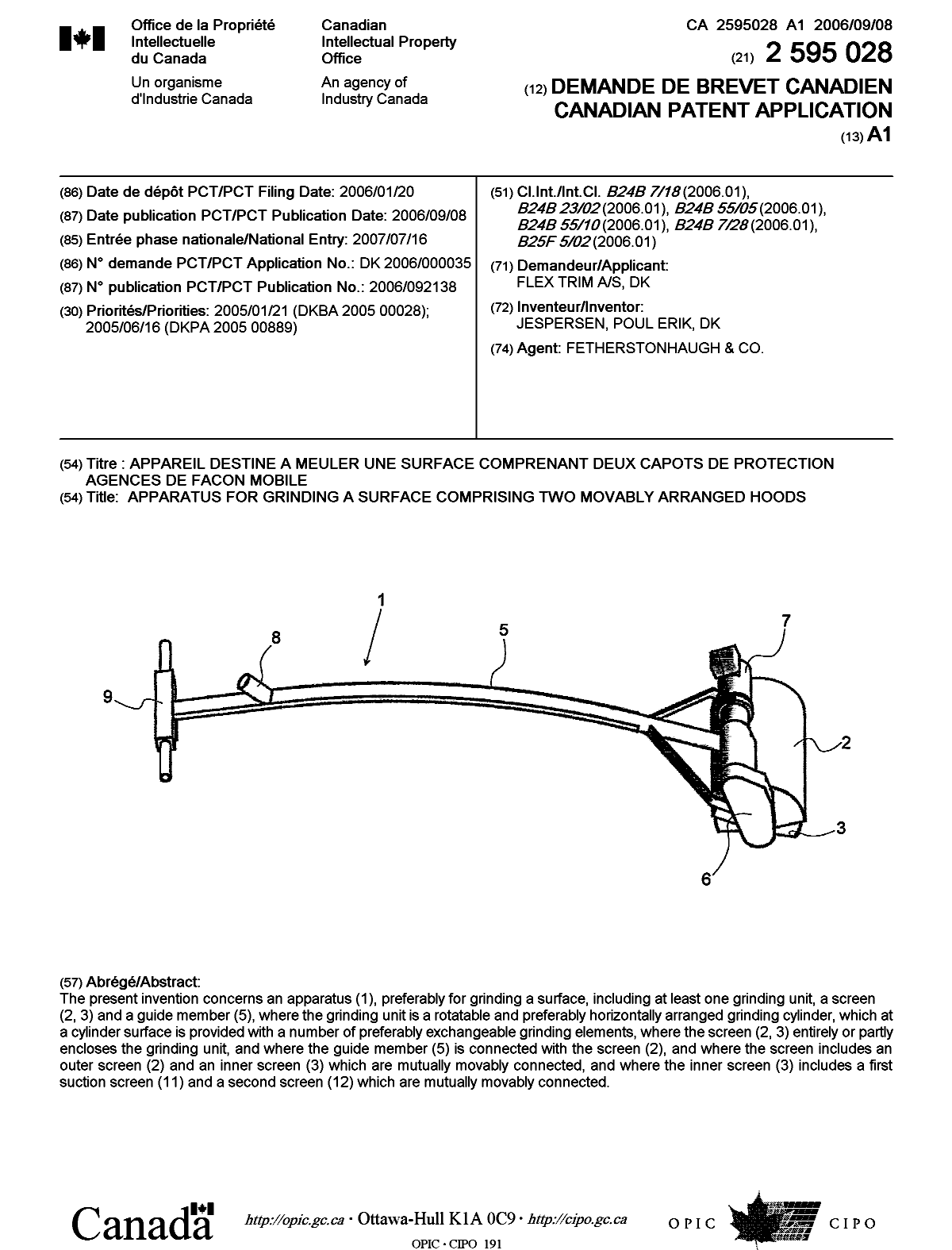 Document de brevet canadien 2595028. Page couverture 20071003. Image 1 de 1