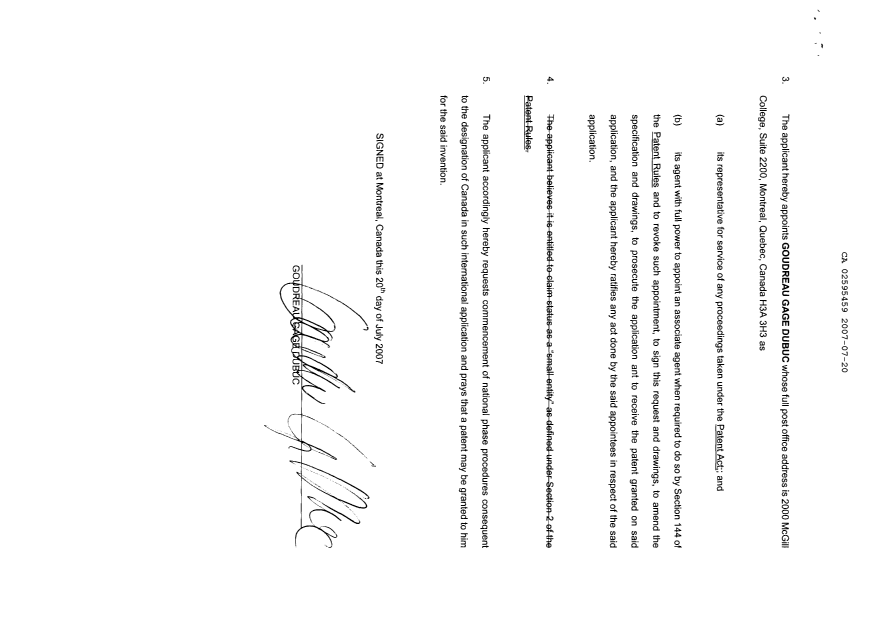 Document de brevet canadien 2595459. Cession 20061220. Image 4 de 4