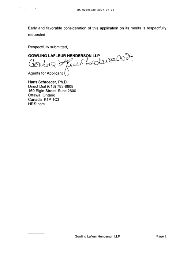 Canadian Patent Document 2595730. Prosecution-Amendment 20061223. Image 2 of 5