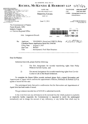 Document de brevet canadien 2596745. Correspondance 20110613. Image 1 de 3