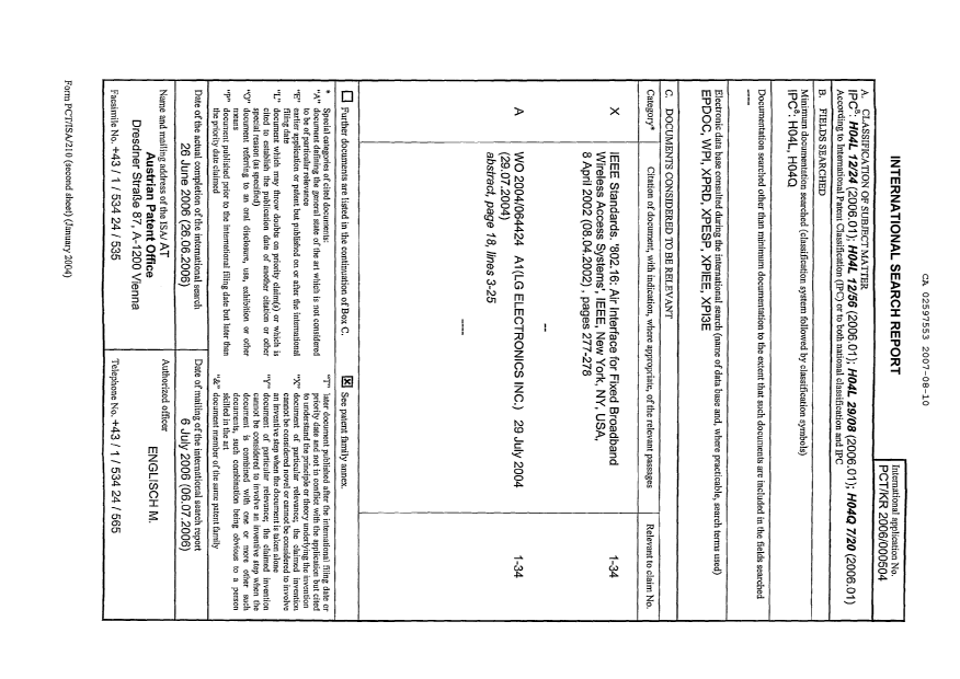 Document de brevet canadien 2597553. PCT 20070810. Image 1 de 2
