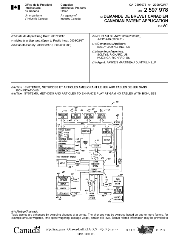 Document de brevet canadien 2597978. Page couverture 20080206. Image 1 de 2