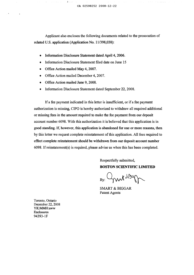 Document de brevet canadien 2598252. Poursuite-Amendment 20081222. Image 2 de 4