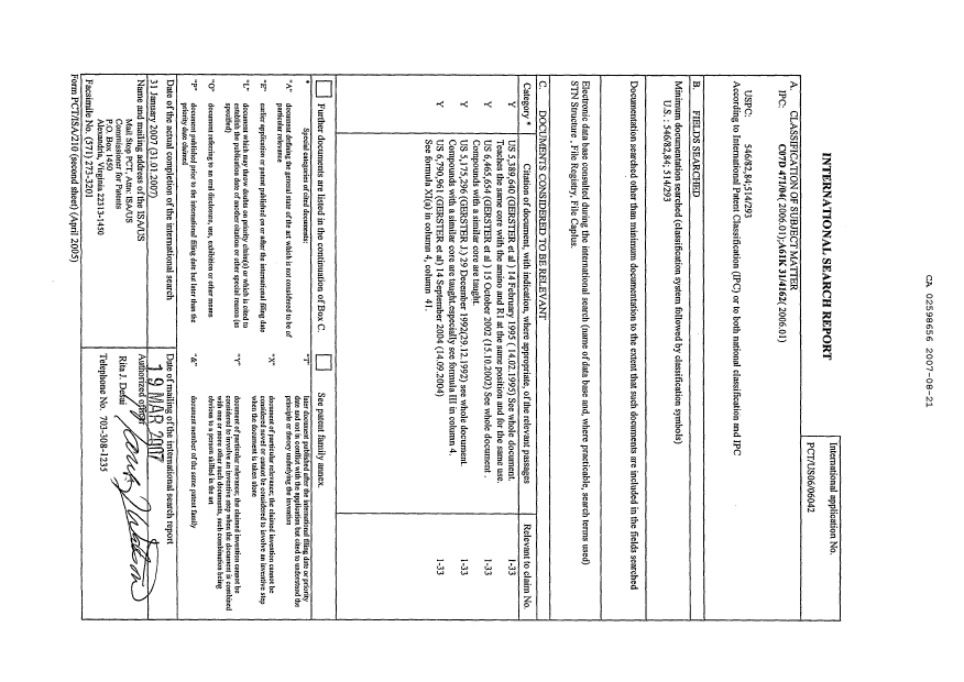 Document de brevet canadien 2598656. PCT 20070821. Image 1 de 3
