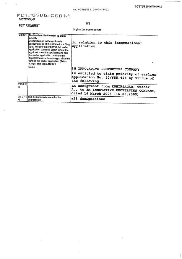 Document de brevet canadien 2598656. PCT 20070821. Image 3 de 3