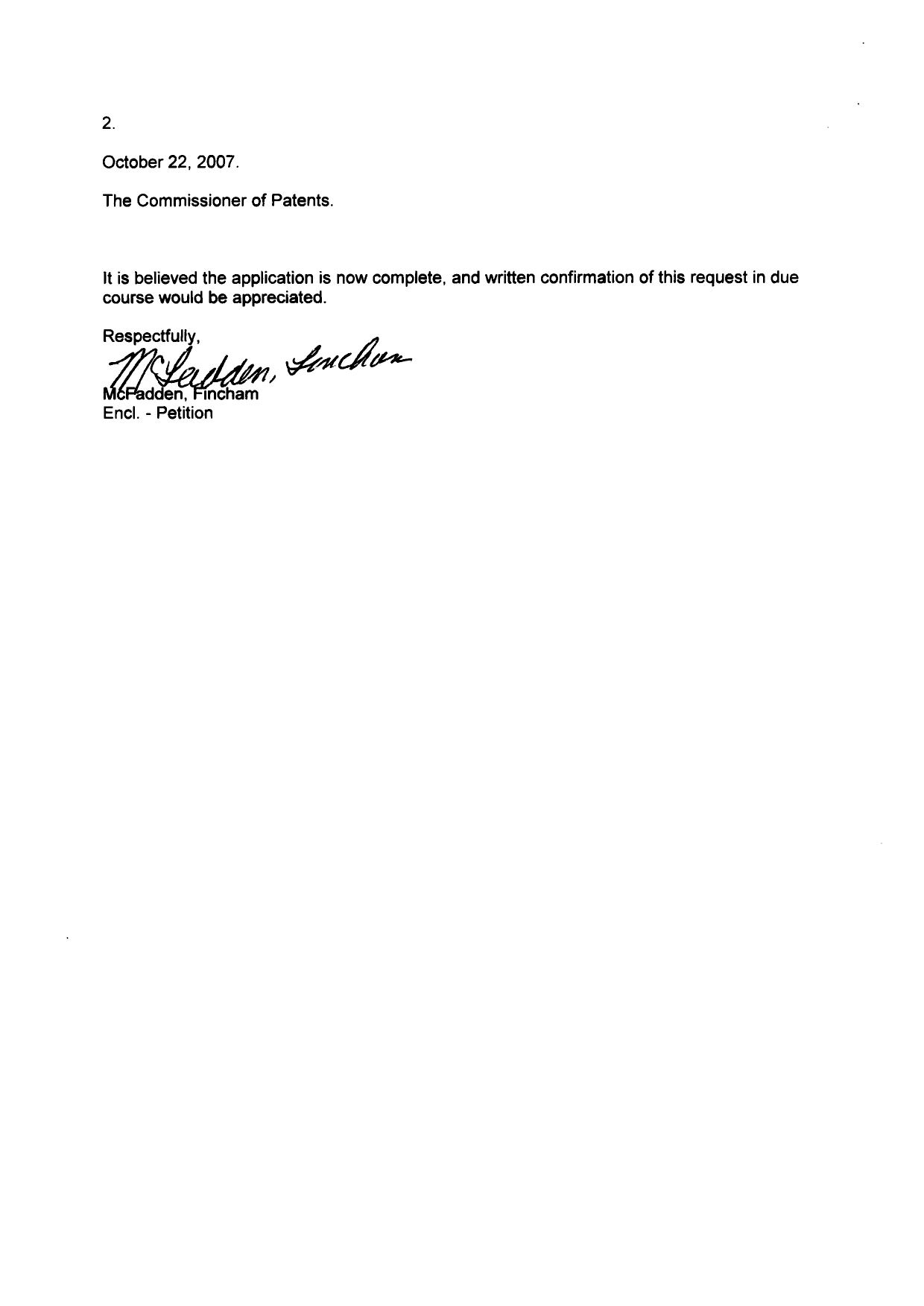 Document de brevet canadien 2599177. Correspondance 20071022. Image 2 de 3