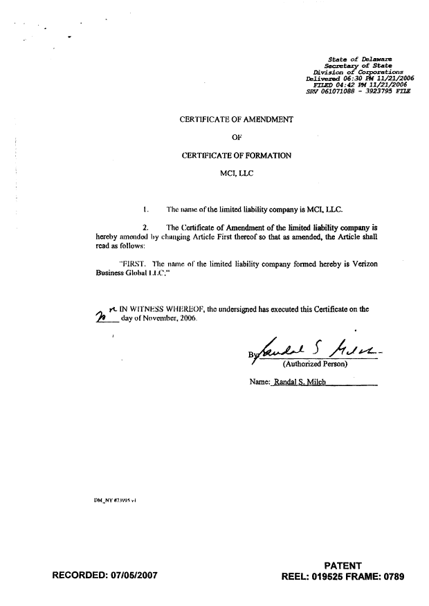 Document de brevet canadien 2600207. Cession 20080205. Image 5 de 5