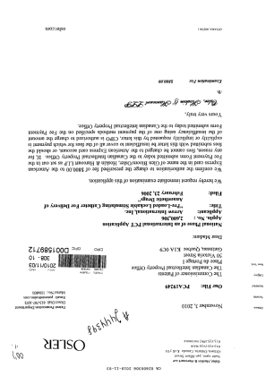Canadian Patent Document 2600306. Prosecution-Amendment 20101103. Image 1 of 1
