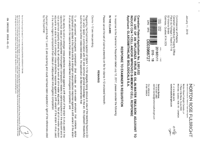 Canadian Patent Document 2601022. Amendment 20180111. Image 1 of 7