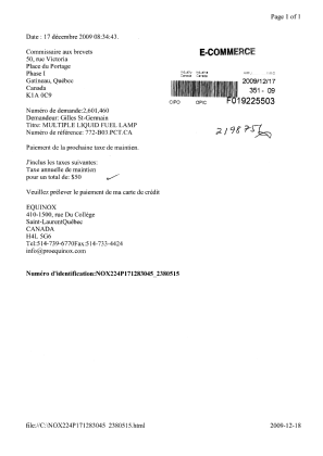 Document de brevet canadien 2601460. Taxes 20091217. Image 1 de 1