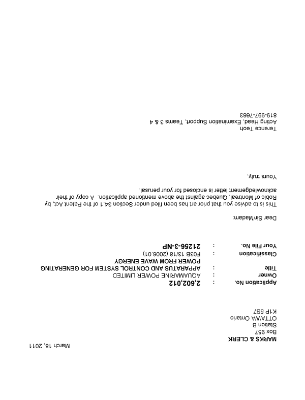 Document de brevet canadien 2602012. Poursuite-Amendment 20101218. Image 1 de 2