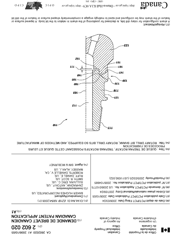 Canadian Patent Document 2602020. Cover Page 20071211. Image 1 of 2