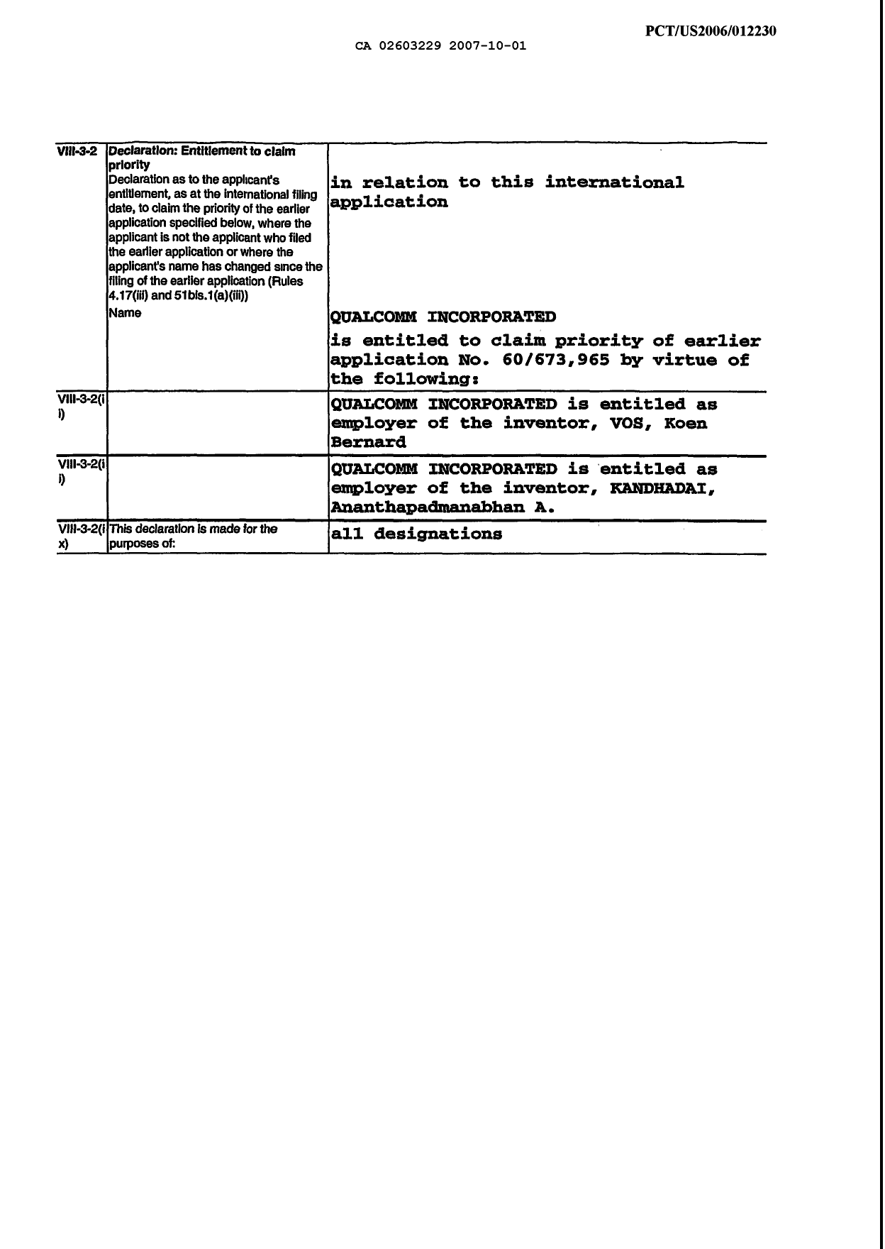 Canadian Patent Document 2603229. Assignment 20071001. Image 5 of 5