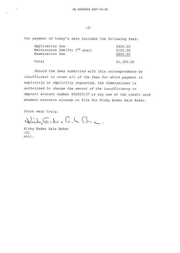 Document de brevet canadien 2605504. Cession 20071018. Image 2 de 8