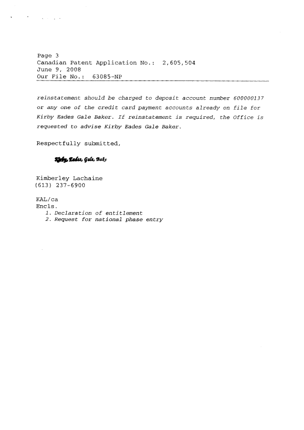 Document de brevet canadien 2605504. Cession 20090623. Image 4 de 4